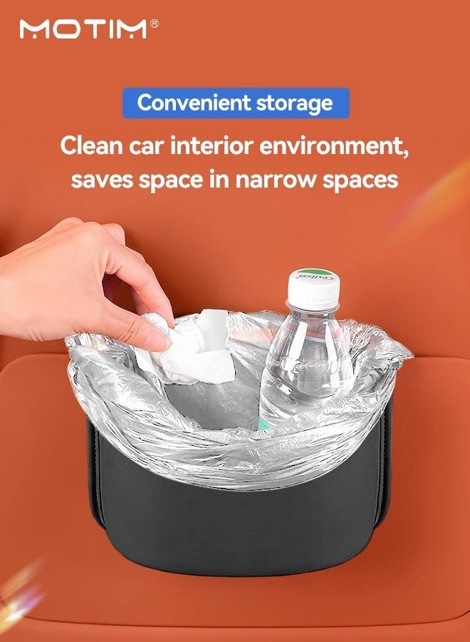 Motim Car Trash Can with Garbage Bag, Mini Leather Car Trash Can Door-Mounted Storage Bin Cup Holder, Suitable for Car Home, Office, Bedroom - Image 5